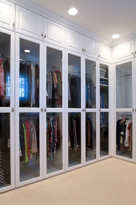 Clear Closet Doors, Closet Islands, Walkin Closets Design, Clear Closet, A Walk In Closet, Master Closet Design, Glass Closet Doors, Small Walk In Closet, Luxury Closets