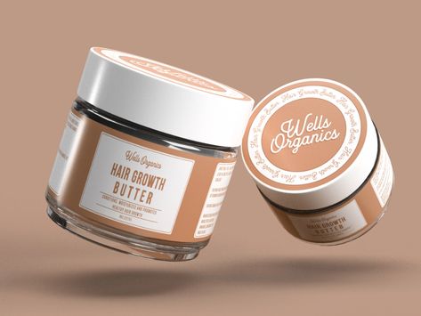 Hair growth butter label design by Nabs Creation on Dribbble Hair Butter Packaging Ideas, Butter Label Design, Body Cream Packaging, Cosmetic Labels Design, Hair Butter, Labels Design, Cosmetic Labels, White Jar, Beautiful Branding