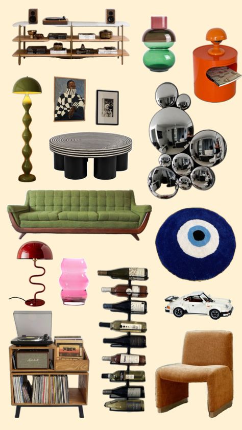 moodboard with mid century modern decor and furniture Mid Century Moodboard, Furniture Collage, Modern Moodboard, Mid Century Modern Decor, Mid Century Modern Furniture, Mid Century Style, Modern Decor, Modern Furniture, Mid-century Modern