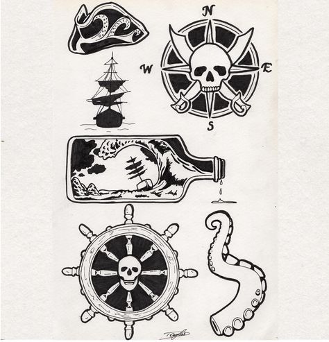 did this one a little while ago 🏴‍☠️ while I obviously can’t tattoo it now I still really enjoyed doing this sheet and a few others and will probably do more in the future. Found it was a fun way to get some painting ideas 😋 tattoo tickets for these sorts of designs are also available 💓 . . . . . #artist #arts #art #tattooideas #pirate #piratetattoo #artistoninstagram #artistofinstagram #artistsoninstagram #artistsofinstagram #artistofig #pendrawing #inkdrawing Diy Pirate Tattoo, Tattoo Ideas Pirate, Cute Pirate Tattoo, Pirates Tattoo Design, Sea Of Thieves Tattoo, Pirates Tattoo Ideas, Pirate Tattoo Flash, Pirate Tattoo Ideas, Pirate Tattoo Design