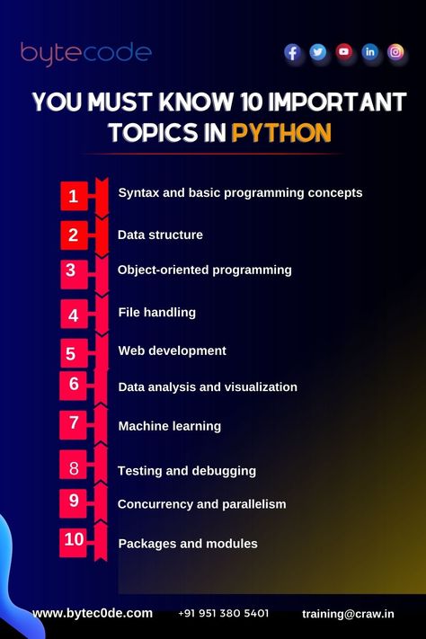 Learn a Python Programming course from the best institute, Bytecode Security, which gives you 100% job placement assistance after making you an expert in the Python field. We provide you with well-experienced trainers and full support. We Focus on the quality study. Python Roadmap For Beginners, How To Learn Python, Python Basics For Beginners, How To Learn Python For Beginners, Learning Python For Beginners, Python Syllabus, Python Roadmap, Python Language, Coding Tips