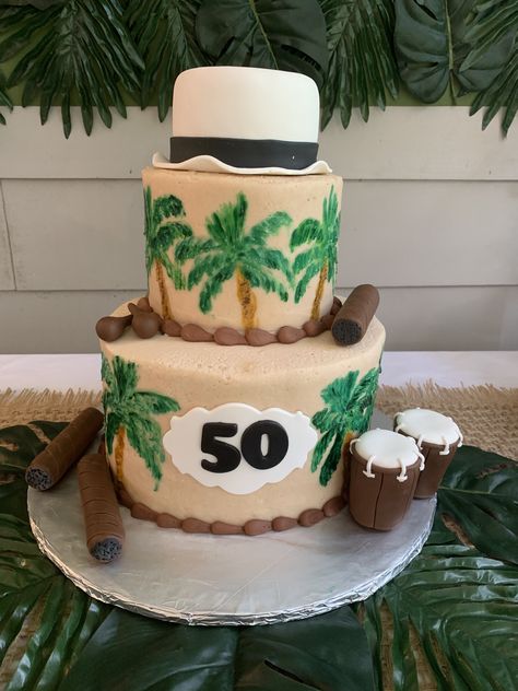 Havana Nights Cake Ideas, Tropical Theme Cake For Men, Havana Nights Cake For Men, Havana Cake Ideas, Cuban Cake Theme, Cuban Birthday Cake, Cuban Party Theme, Caribbean Theme Party, Havana Theme Party