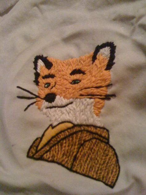 Crafting Hobbies, Graphic Clothes, Clothing Projects, Fantastic Mr Fox, Fox Embroidery, Mr Fox, Wes Anderson, Stamp Art, Modern Embroidery