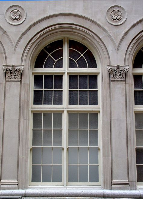 This is a photo of a window at the Renaissance Grand Hotel after it was restored by Re-View. Fachada Industrial, Windows Architecture, Classic Exterior Design, Rome Architecture, Window Restoration, Hotel Facade, House Window Design, Window Architecture, Classic House Exterior