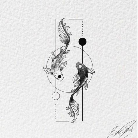 Tattoo Ideas For Men Asian, Koi Fish Yin Yang Art, Geometric Yin Yang Tattoo, Japanese Geometric Tattoo, Koi Yin Yang Tattoo, Yin And Yang Tattoo Ideas, Koi Fish Yin Yang Tattoo, Japanese Koi Tattoo, Arlo Tattoo