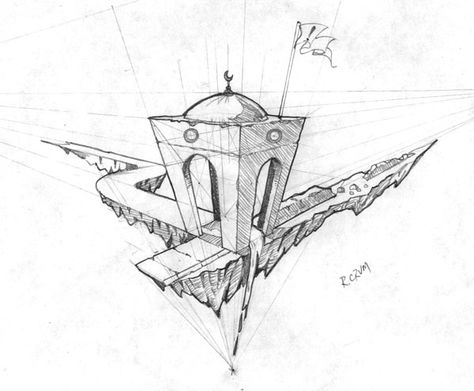 Perspective and Surrealism - what could be better? Linear Perspective Drawing, 3 Point Perspective, Three Point Perspective, Perspective Sketch, Perspective Drawing Architecture, Isometric Drawing, Perspective Drawing Lessons, One Point Perspective, Vanishing Point