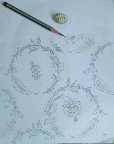 Simple Pencil Art, Mughal Art Motifs, Gazal Gupta, Henna Designs Drawing, Embroidery Sketch, Body Pattern, Kutch Work Designs, Kalamkari Painting, Flower Drawing Design