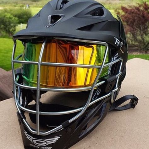 SHOC Iridium Insert in and Oakley Visor installed into a Lacrosse Cascade R Matte Black Helmet. Excited to supply equipment to America's Fastest Growing Game! www.shocvisor.com Lax Drills, Matte Black Helmet, Lacrosse Helmet, Sports Style Girl, Lacrosse Quotes, Lacrosse Goals, Oakley Goggles, Lacrosse Goalie, Lacrosse Gear