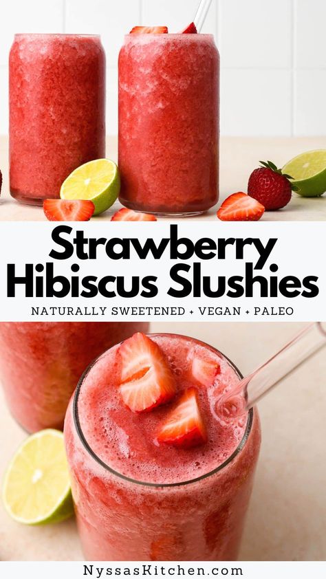 Strawberry Hibiscus Tea, Hibiscus Matcha, Hibiscus Recipe, Strawberry Hibiscus, Healthy Summer Drinks, Lemonade Smoothie, Tropical Smoothie Cafe, Ice Drink, Autoimmune Paleo Recipes