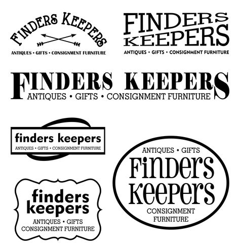 Logo exploration for Finders Keepers www.winnsborofinderskeepers.com Logo Exploration, Future Logo, Logo Challenge, Finders Keepers, Typography, ? Logo