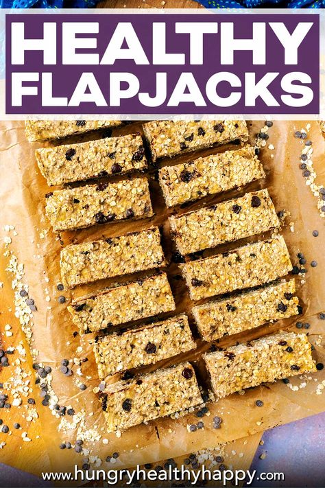 Sweet and slightly chewy flapjacks are probably something you ate a lot of as a kid, I know I did. We have lightened them up by sweetening them with banana and honey for these Healthy Flapjacks. These refined sugar free flapjacks are perfect for lunch boxes and so easy that kids can get involved with making them. There are so many ways to adapt them with your favourite add-ins too! Healthy Flapjack Recipe, Healthy Flapjack, Chocolate Flapjacks, Flapjack Recipe, Healthy Nutrition Plan, Brown Spots Removal, Easter Baking, Bliss Balls, Oat Bars