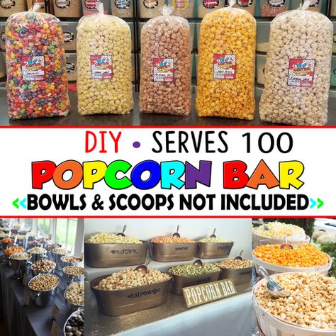 Diy Popcorn Bar, Wedding Popcorn Bar, Holiday Popcorn, Party Food Bars, Bff Wedding, Party Popcorn, Popcorn Wedding, Diy Popcorn, Christmas Popcorn