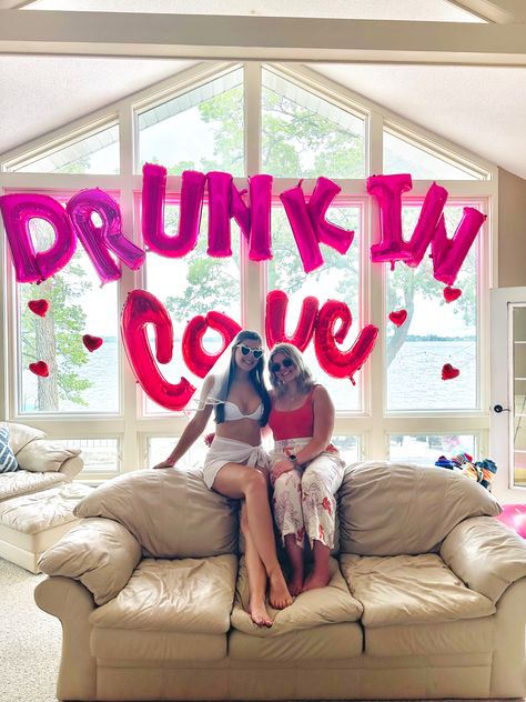 Drunk In Love Hen Party, Drink In Love Bachelorette, Drunk In Love Bachelorette Outfits, Pink Themed Bachelorette Party, Drunk In Love Bachelorette Party Theme, Valentines Bachelorette Party, Love Bachelorette Theme, Valentines Engagement Party, Drunk In Love Bachelorette Party