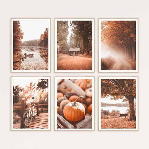 Fall Print Set of 6 Wall Art Autumn Gallery Wall Set Farmhouse - Etsy Autumn Gallery Wall, Seasonal Wall Art, Fall Prints Artwork, Fall Living Room Decor Warm Colors, Fall Art Prints, Autumn Prints, Farmhouse Prints, Poster Landscape, Art Thanksgiving