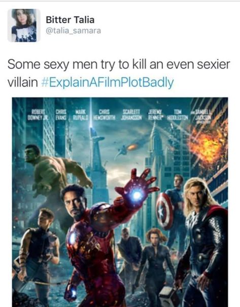 Movie Plots Explained Badly, Explain A Film Plot Badly, Bad Film, Lol Pics, Marvel Avengers Assemble, Movie Plot, Funny Marvel Memes, Marvel Avengers Funny, Dc Memes