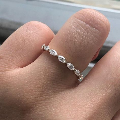 Marquise Eternity Band, Minimal Wedding Band, Diamond Eternity Wedding Band, Wedding Bands For Her, Stackable Wedding Bands, Wedding Band, Matching Wedding Bands, Moissanite Jewelry, Rose Gold Engagement