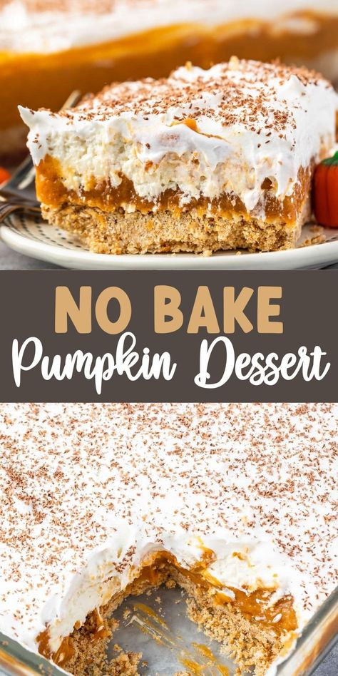 No Bake Pumpkin Dessert is an easy pumpkin delight lush recipe with a pretzel crust, pumpkin pudding, cheesecake and whipped cream. No Bake Pumpkin Cheesecake With Sweetened Condensed Milk, Pumpkin Pretzel Dessert, Pumpkin And Whipped Cream Dessert, No Bake Pumpkin Delight, Pumpkin Whipped Cream Dessert, No Bake Pumpkin Desserts, Pretzel Crust Cheesecake, No Bake Fall Desserts, Large Desserts