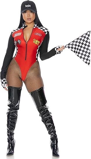 Amazon.com: Forplay Womens 4pc. Racer Adult Sized Costumes, Red, Medium/Large US: Clothing, Shoes & Jewelry F1 Costume, Motorsport Outfit, Jerry Ryan, Racer Costume, Halloween Costumes Plus Size, Race Outfit, Dresses For The Races, Black Thigh High Boots, Model Art