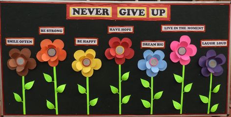 Motivational board decoration ideas / paper craft work Motivational Soft Board Ideas, 3d Board Decoration Ideas, General Bulletin Board Ideas, Black Chart Paper Decoration Ideas, Notice Board Decoration Ideas For School, Notice Board Decoration Ideas School, Board Decoration Ideas Creative, Notice Board Decoration Ideas, Diy Paper Flower Wall Decor