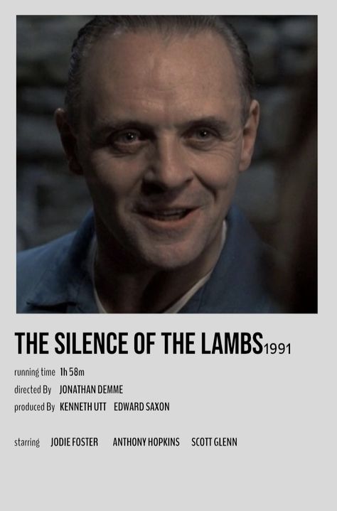 Movies Minimalist, Silence Of The Lambs, Polaroid Posters, Minimalist Posters, Polaroid Poster, Jodie Foster, Anthony Hopkins, Devil Wears Prada, Human Interaction