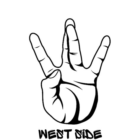 West Side Drawing, Small Gang Tattoos, Westside Tattoo Design, 2pac Westside, Cool Graffiti Art Drawings, Westside Hand Sign Drawing, West Side Tattoo, West Side Gang Sign, Westside Logo Design