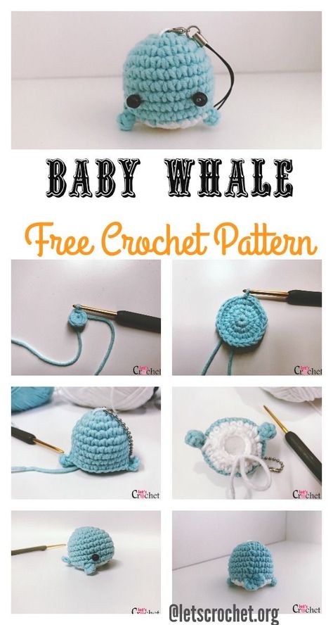 FREE Baby Whale Crochet Pattern Leftover Knitting Ideas, Crochet Amigurumi Whale, Whale Crochet Keychain, Whale Pattern Crochet, Amigurumi Whale Free Pattern, Whale Amigurumi Pattern Free, Easy Amigurumi Free Pattern Beginner, Crochet Easy Ideas, Crochet Free Patterns Amigurumi