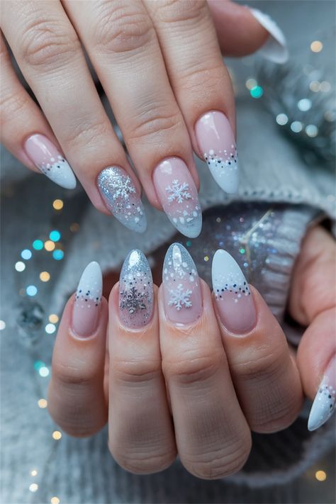 Embrace the cozy charm of Winter with these adorable cute nail ideas! Picture your fingertips adorned with delicate snowflakes and frosty pastels that capture the essence of the season. This enchanting nail art features soft blues and whites, accented by tiny silver sparkles that mimic glistening snow. Perfect for holiday gatherings or simply brightening up your chilly days, these cute nail ideas are sure to add a touch of warmth to your Winter. Nail Ideas Acrylic, Wonder Nails, Cute Nail Ideas, Snowflake Nail Design, Winter Nail Ideas, Winter Picture, Christmas Nails Diy, Snow Nails, Chic Nail Art