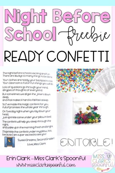 Night before school poem and bag of confetti Twas The Night Before Kindergarten, This Is How I Colored On The First Day, Welcome Back To School Messages For Students, Night Before Kindergarten Confetti, First Day Of School Gifts For Students From Teacher, Jitter Glitter Poem Printable, Butterflies On The First Day Of School, Ready Confetti First Grade, Jitter Glitter Kindergarten