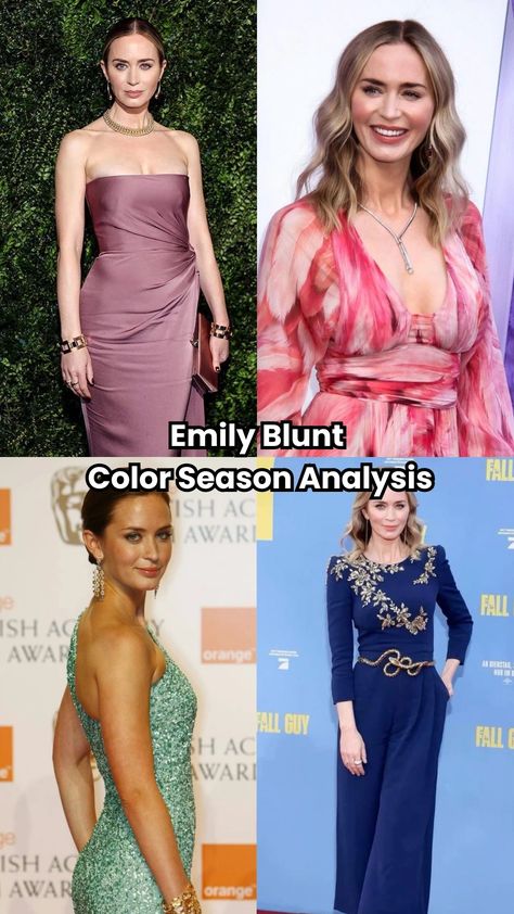 Emily Blunt color season explored with expert analysis. Discover if she's a True Summer and learn about seasonal color analysis benefits. Cool Summer Celebrities, True Summer Celebrities, True Summer Palette, Color Season Analysis, True Summer Color Palette, Season Analysis, Body Shape Guide, Colour Psychology, Summer Palette