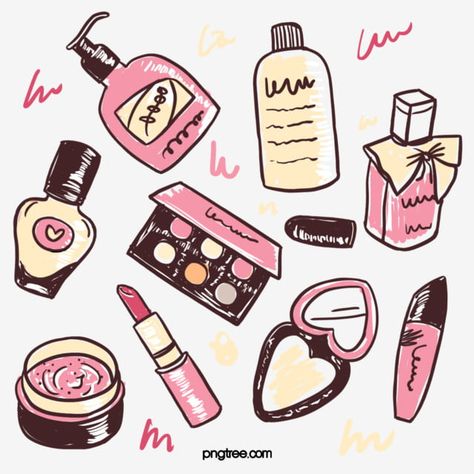 cosmetics,cosmetic,eye shadow box,lipstick,toner,sunscreen cream,liquid foundation,dark brown,pink,hand clipart,cartoon clipart,drawn clipart,makeup clipart,line clipart,lipstick clipart,beauty clipart Lipstick Clipart, Makeup Png, Cosmetics Illustration, Makeup Clipart, Makeup Backgrounds, Cartoon Makeup, Makeup Illustration, Herbal Skin Care, Makeup Drawing