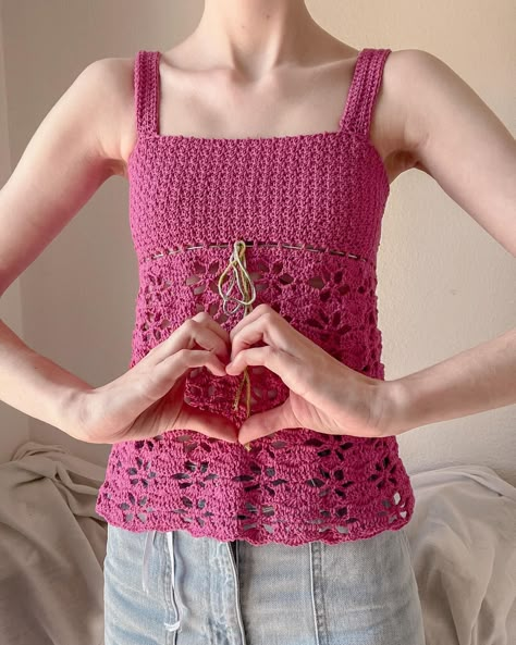 Second Asagao Top The tester call is still open, so apply if you have the time! ☺️💗 Crocheting this top is honestly so much fun! I did this one on one weekend, that’s how fast it is to make 🤭💗 <3 #crochet #crocheting #crochetlove #fiberart #aesthetic #craft #crafting #fairycore #fairycorecrochet #cottagecore #cottagecorecrochet #pinkcrochet #cute #cutecrochet #coquette #coquettecrochet #crochetclothes #croptop #crochetcroptop #pastelcrochet #crochetartist #princesscorecrochet #testercall #t... Tulips Crochet, Crochet Ideas To Sell, Aesthetic Craft, Fast Crochet, Knitted Stuff, Princess Core, Alpha Pattern, Crochet Crop Top, Alpha Patterns