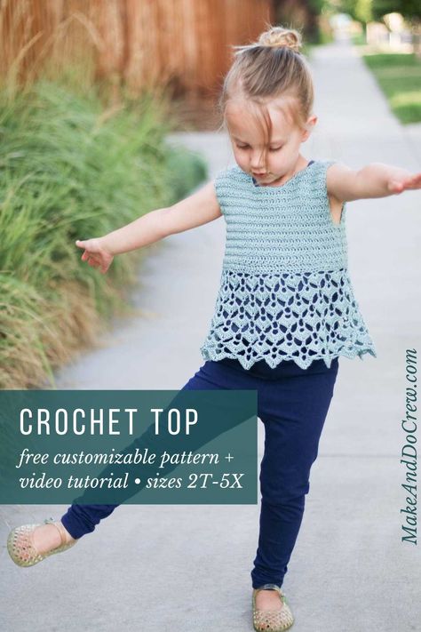 Crochet Pattern Toddler Dress, Crochet Girl Sweater Free Pattern, Free Crochet Dress Patterns For Toddlers, Crochet Toddler Tank Top Free Pattern, Toddler Dress Crochet Pattern Free, Crochet Girl Dress Free Pattern, Crochet Toddler Shirt, Crochet Yoke Pattern Free Baby, Summer Crochet Sweater Patterns Free