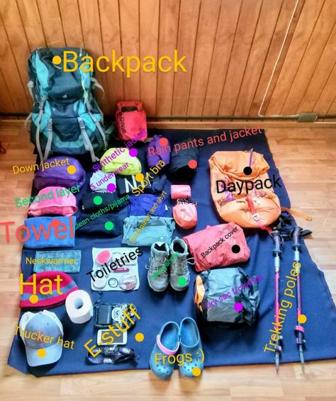 Trek Packing List, W Trek, Backpack Cover, Old Cell Phones, Backpacking Trips, Big Backpacks, Trekking Poles, Rain Pants, Camping Supplies