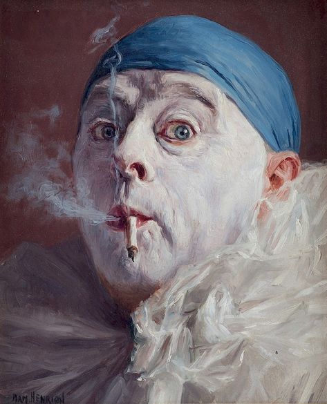 Armand Henrion - Yes, he only paints clowns | Obelisk Art History Armand Henrion, Obelisk Art, European Mythology, Clown Paintings, Theme Tattoo, Human Figures, Red Cap, Pics Art, Art Sketchbook