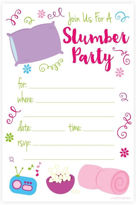 Sleepover Invitation, Boy Sleepover, Girls Sleepover Party, Slumber Party Invitations, Slumber Party Birthday, Sleepover Invitations, Pijama Party, Sleepover Birthday Parties, Girl Sleepover