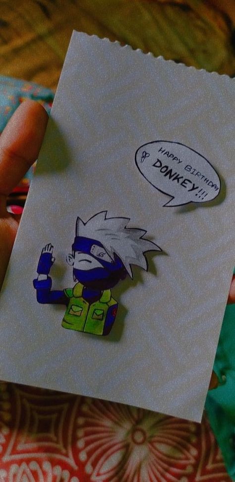 Birthday card ideas for your otaku friends. Naruto Birthday Cards Diy, Anime Birthday Card Ideas, Anime Cards Diy, Teacher Birthday Card, Naruto Birthday, Birthday Card Ideas, Anime Hands, Teacher Birthday, Hatake Kakashi