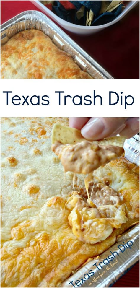 Texas Trash Dip (Warm Bean Dip) Texas Trash Warm Bean Dip, Warm Bean Dip, Texas Trash Dip, Texas Trash, Best Dip Recipes, Dip Recipes Easy, Cake Vegan, Tailgate Food, Bean Dip