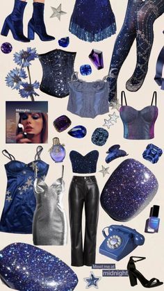 Taylor Swift Costume Midnight, Taylor Swift Midnights Outfits Inspiration, Diy Midnights Outfit, Silver Blue Outfit, Midnights Era Outfit Ideas, Midnights Aesthetic Outfit, Amazon Eras Tour Outfits, Taylor Midnights Outfits, Taylor Swift Midnights Outfit