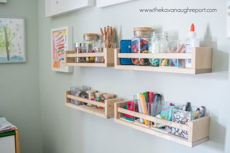 Montessori Home - Art Area Remodel Kids Art Corner, Desk Organizing, Kids Art Space, Art Montessori, Montessori Home, Montessori Art, Art Supplies Storage, Playroom Art, Art Area