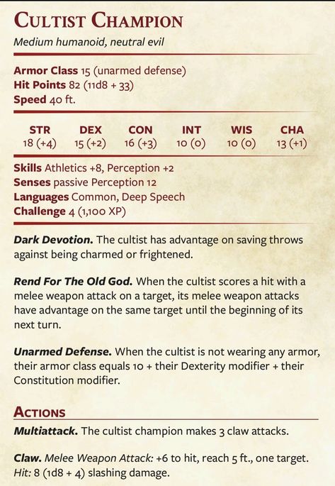 Dnd Cultist Stats, Cultist Dnd 5e, Dnd Cultist Art, Dnd Cultist, Dnd Statblocks, Dnd Enemies, Dnd Monster, Dnd Stats, Dnd Character Sheet