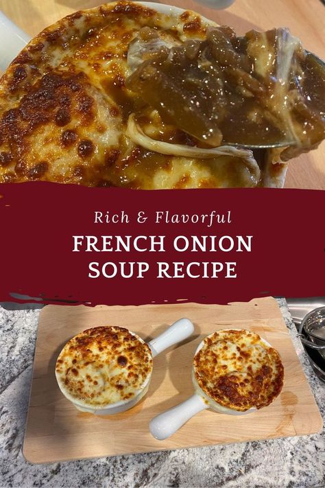 Photo of French Onion soup, baked with melted cheese on top Dutch Oven French Onion Soup, Julia Childs French Onion Soup, Panera Tomato Soup Recipe, Stove Top Soup, Easy French Onion Soup, Sukiyaki Recipe, French Cuisine Recipes, Best French Onion Soup, Julia Childs