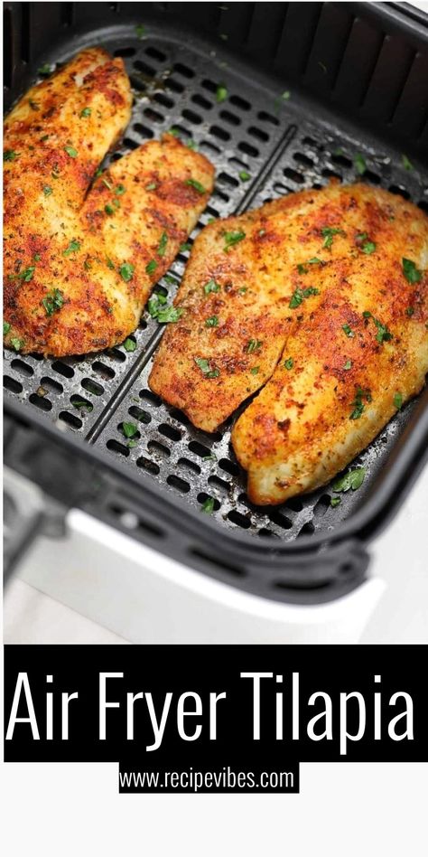 Air Fryer Tilapia recipe that is quick and easy. Flavorful, healthy, delicious. Air Fryer Tilapia, Air Fryer Fish Recipes, Ninja Cooking System Recipes, Ninja Air Fryer, Air Fryer Fish, Air Fryer Cooking Times, Cooks Air Fryer, Air Fried Food, Air Fryer Oven Recipes