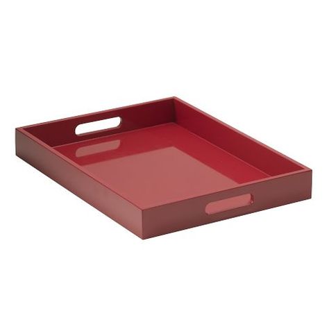 Lacquer Wood Tray, 14 Decorating A Coffee Table, Lacquer Tray, Red Tray, Wood Trays, Lacquered Wood, Odds And Ends, Red Lacquer, Spare Bedroom, Wood Tray