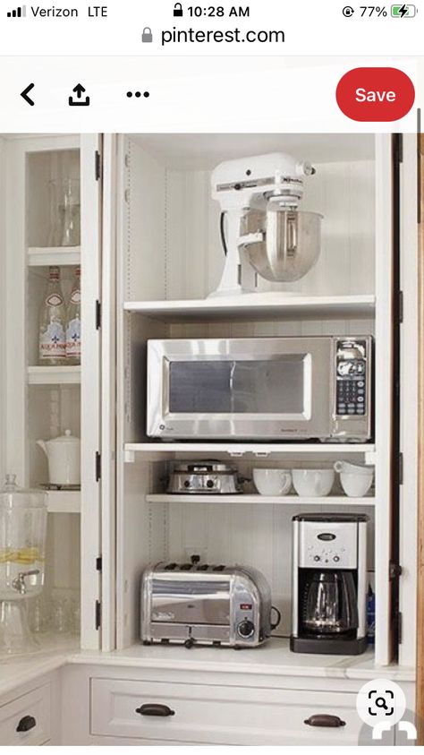 Appliance Garage, Desain Pantry, Kitchen Room Design, Kitchen Inspiration Design, Pantry Design, Kitchen Cabinet Design, Kitchen Remodel Idea, Cabinet Design, Small Appliances