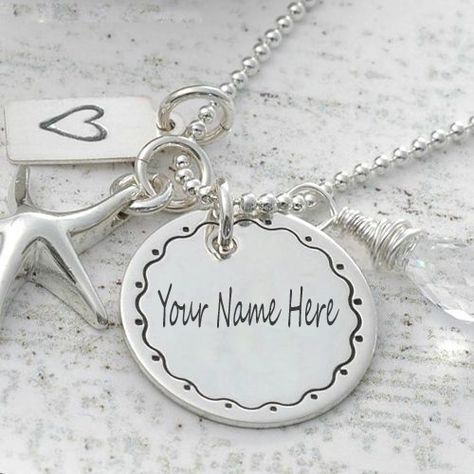 Write Your Name On Styles Necklaces Pictures free Nick Name, Jewelry Name, Lucky Charm Necklace, Write Your Name, Compass Necklace, Elephant Necklace, Couple Necklaces, Jewelry Picture, Elephant Charm