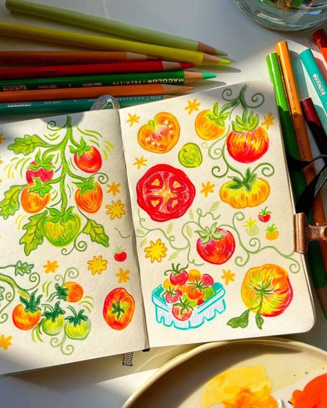 Colores Pencil Drawings, Colorful Aesthetic Drawings, Rachel Yumi Chung, Pencil Color Drawing Easy Aesthetic, Yumi In Color, Funky Colorful Art, Marker And Colored Pencil Art, Color Pencil Sketches Sketchbooks, Sketchbook Colored Pencil