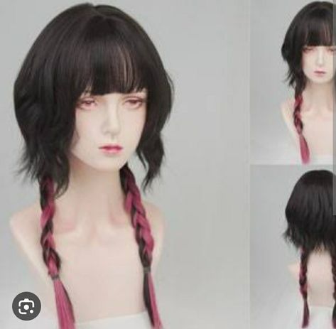 Jellyfish Haircut Braids, Jellyfish Haircut, Mullet Wig, Pink Jellyfish, Party Wig, Front Braids, Hair Color Streaks, Wig Party, Haircut Inspiration