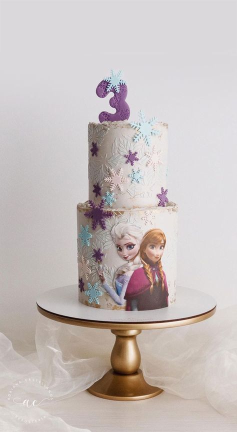 Celebrating 21 Years of Life with these Cake Ideas : Two Tier Semi Naked Birthday Cake Frozen Two Tier Cake, Frozen Cake Ideas Birthdays, Frozen Cake Birthday, Frozen Birthday Cake Ideas, Frozen Cake Ideas, Pretty Cake Ideas, Frozen Cake Designs, Frozen 2 Cake, Frozen Birthday Party Cake