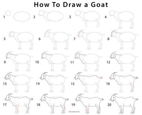 How to Draw a Goat (Step by Step Pictures) | Cool2bKids Goat Step By Step Drawing, How To Draw A Goat Step By Step, How To Draw A Goat, Golden Gate Bridge Drawing, Draw A Goat, How To Draw Lightning, How To Draw Venom, Olaf Drawing, Editing Marks