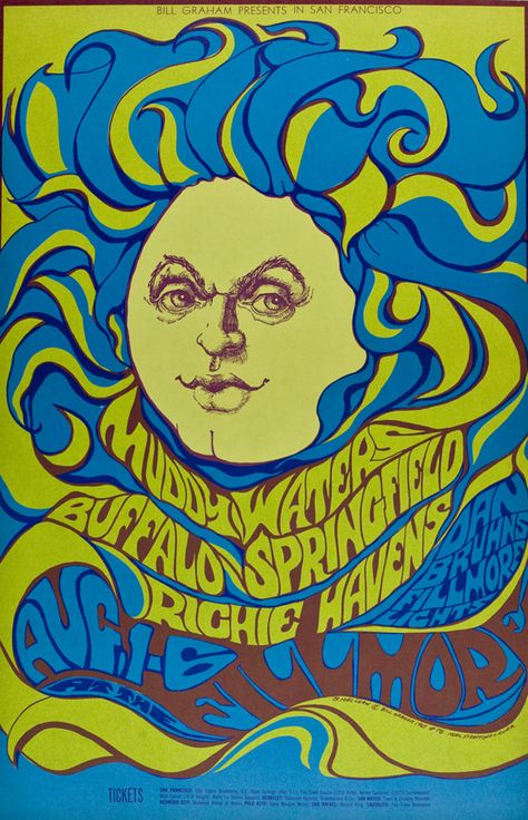 Leading artists of the 1960s Psychedelic Art movement were San Francisco poster artists such as Wes Wilson, Mouse & Kelly (Stanley Mouse... 60s Mushroom Art, Pshycedelic Posters, Psychedelique Art 1960s, Stanley Mouse, Wes Wilson, 1960s Posters, Richie Havens, Psychadelic Art Nouveau, 70s Poster